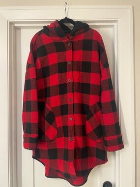 Women’s Red & Black Buffalo Plaid Hooded Jacket